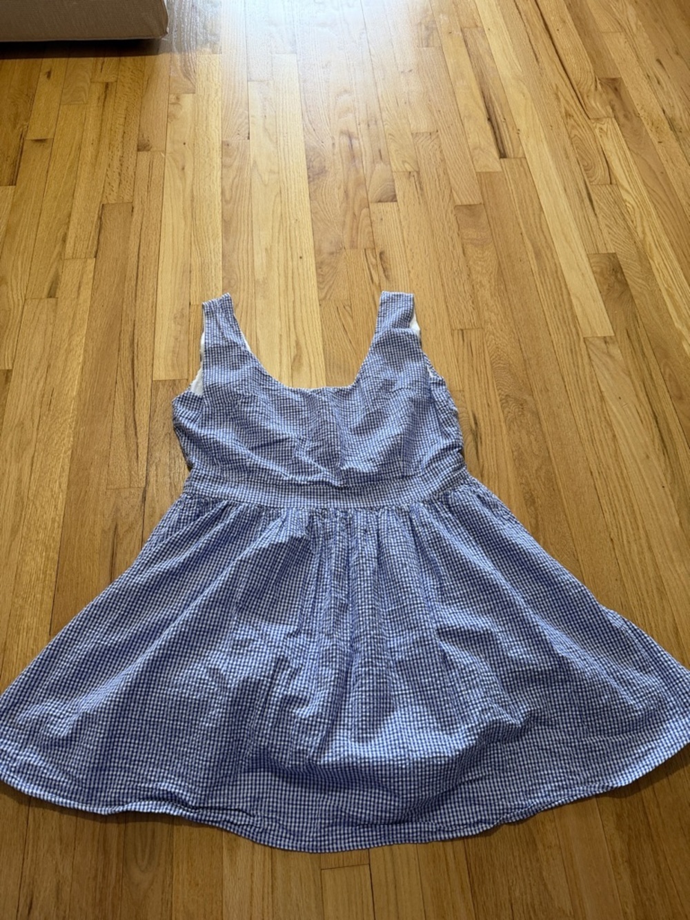 Kiel James Patrick Cotton Blue Gingham Seersucker Mini Dress Sz 12